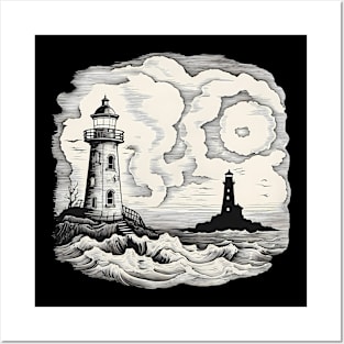 Lighthouse in a Gloomy Weather Posters and Art